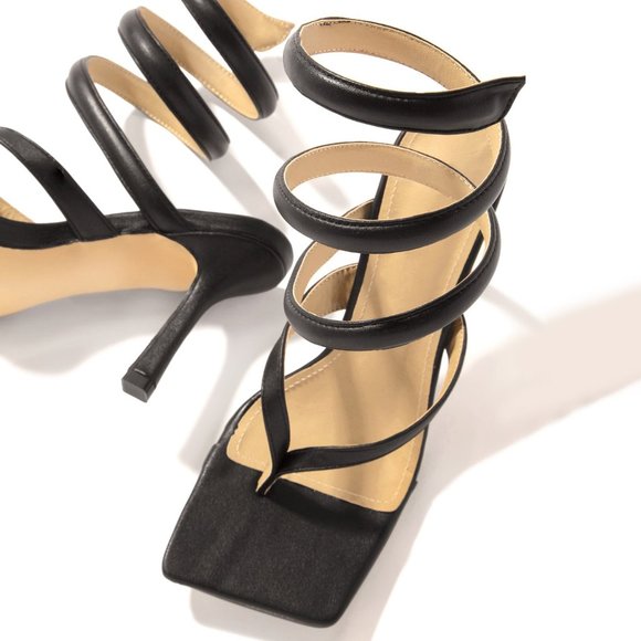 NEW🔥 Coil Spiral Ankle Strap Stiletto Heel Sandal - Picture 3 of 8